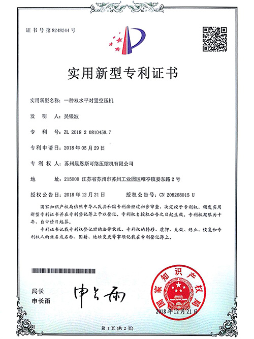 水平對置空壓機(jī)-實用新型專利